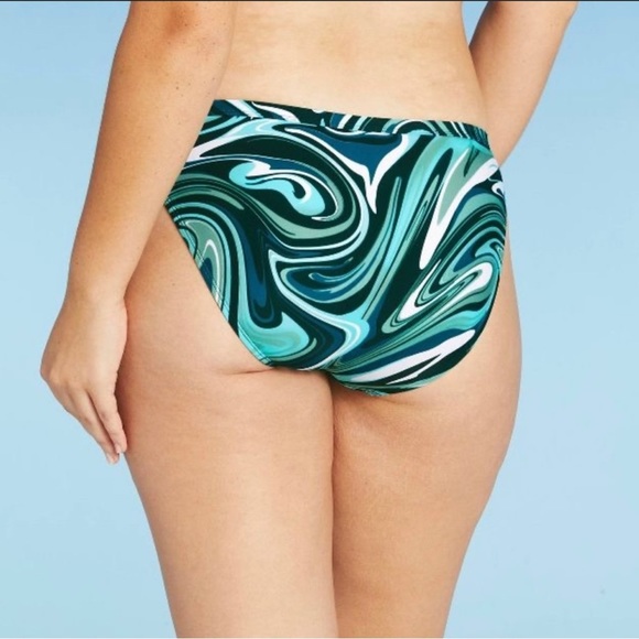 NWT Xhilaration Juniors' High Leg Scoop Bikini
Bottom Blue Swirl Print Large - Picture 4 of 17